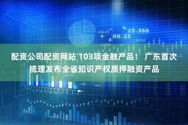 配资公司配资网站 103项金融产品！ 广东首次梳理发布全省知识产权质押融资产品
